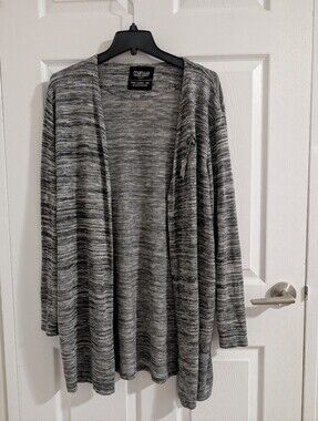 Knit Draped Cardigan Heather Grey XL Classic Viscose Elegant Preppy Clean girl